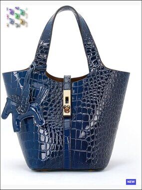 Vegan Leather Bucket Purse Top Handle Handbag Shoulder Bag Detachable Pouch